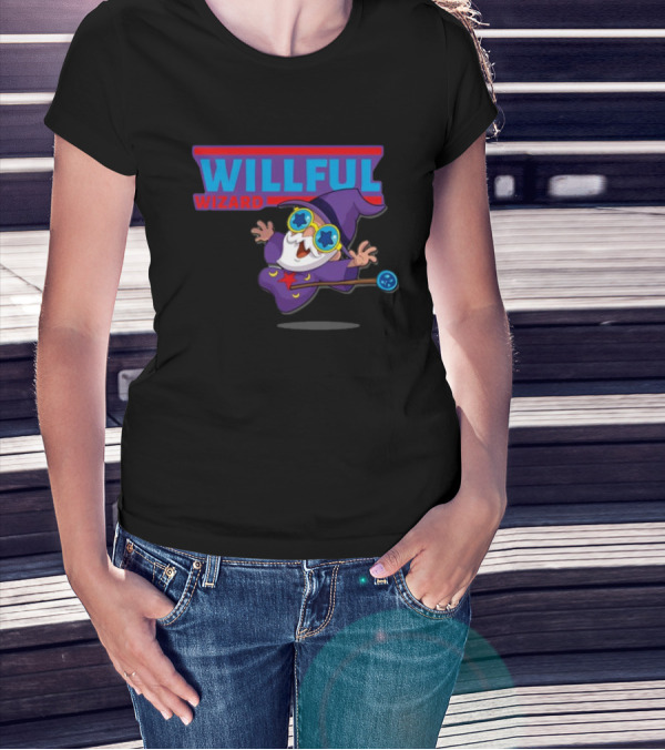 Veefriends Willful Wizard Character Starry Eyed Purple Cloak Wand T-Shirt