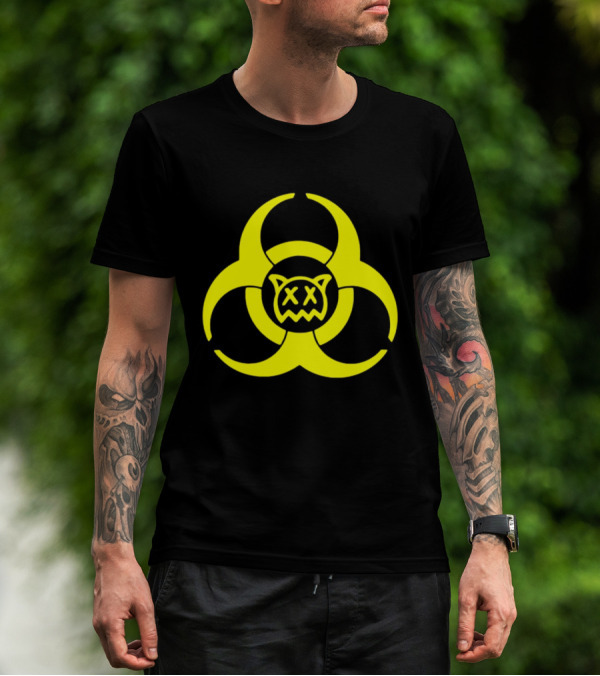 Ren Biohazard Symbol With X-Eyed Cat Face T-Shirt