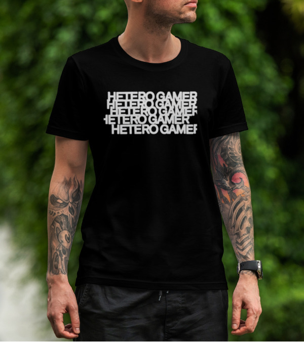 Karl Max Hetero Gamer Stack Text T-Shirt