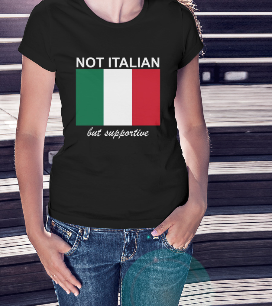 Big Cat Not Italian But Supportive Italian Flag T-Shirt