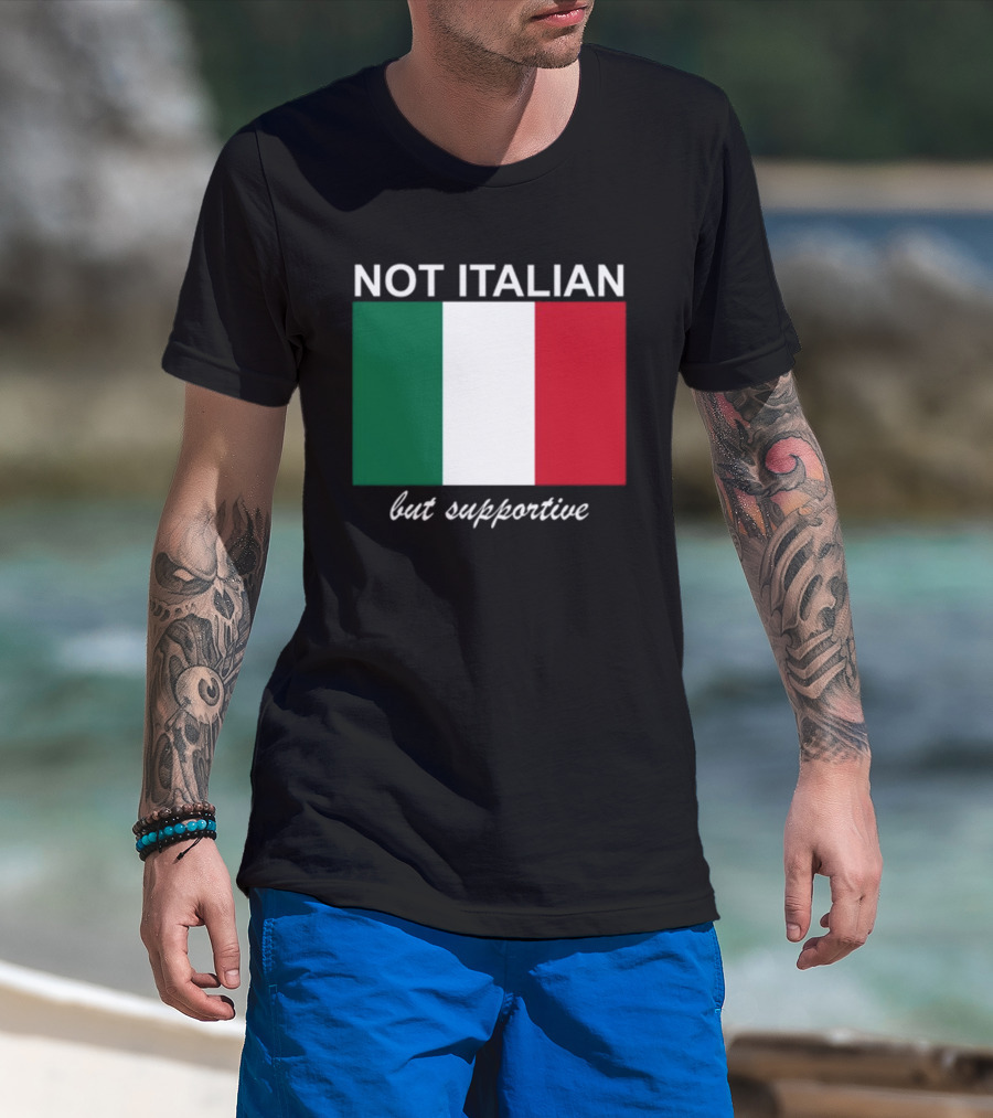 Big Cat Not Italian But Supportive Italian Flag T-Shirt