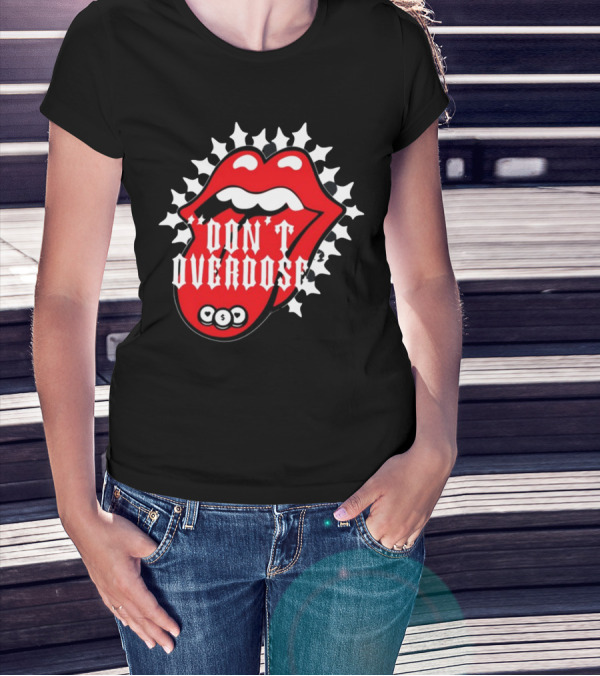 Upperlevel916 Evol Love Is A Drug Don't Overdose Iconic Red Lips T-Shirt
