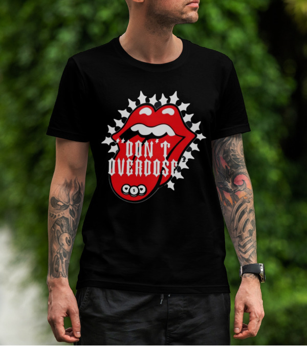 Upperlevel916 Evol Love Is A Drug Don't Overdose Iconic Red Lips T-Shirt
