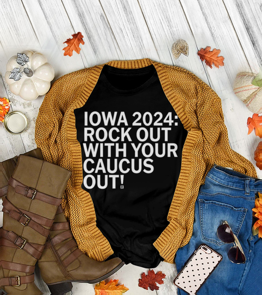 Iowa 2024 Rock Out With Your Caucus Out Raygun T-Shirt