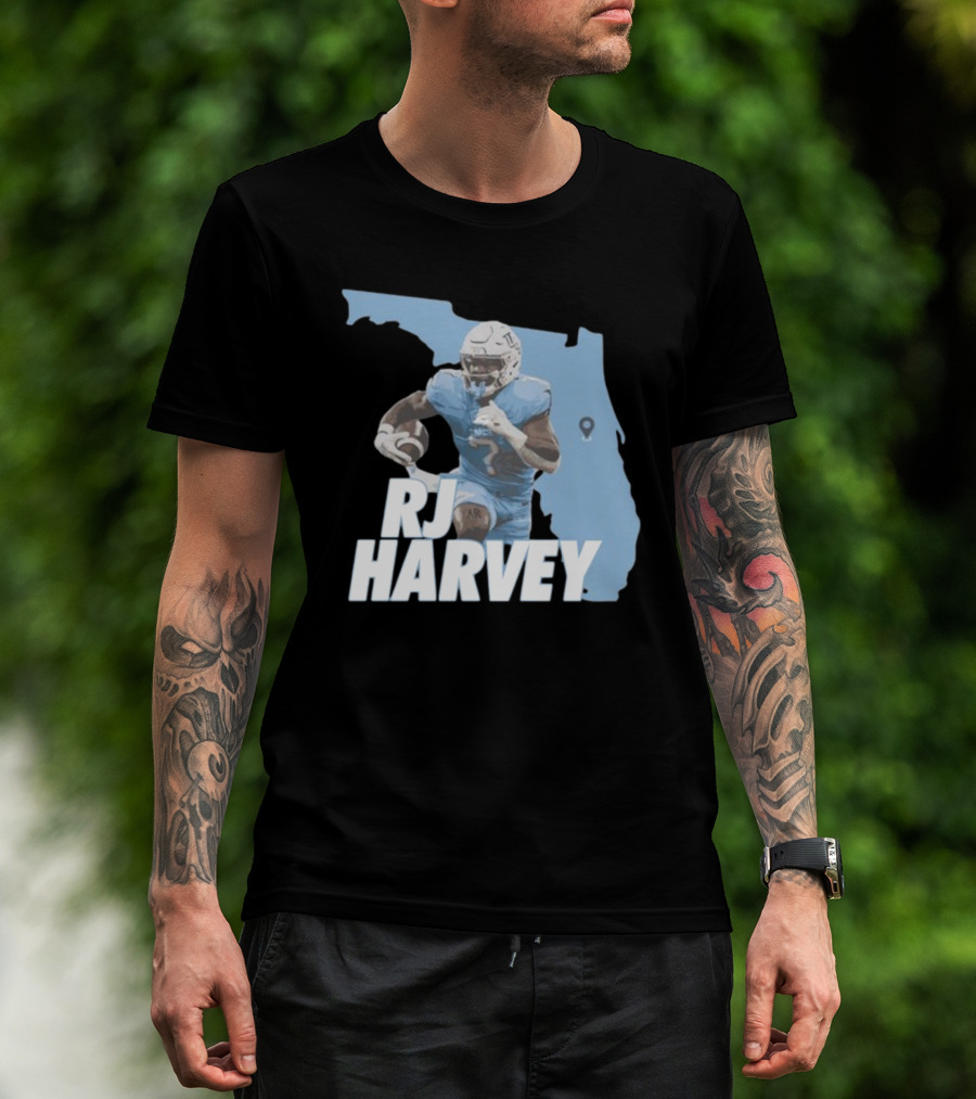 RJ Harvey Florida Football Map Background T-Shirt