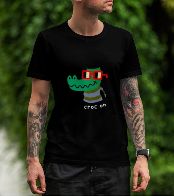 Jarmen43 Croc On Alligator With Red Glasses And Black Hat T-Shirt