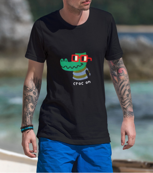 Jarmen43 Croc On Alligator With Red Glasses And Black Hat T-Shirt