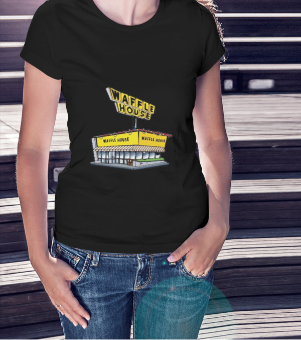 Waffle House Blue Christmas Storefront Signage T-Shirt