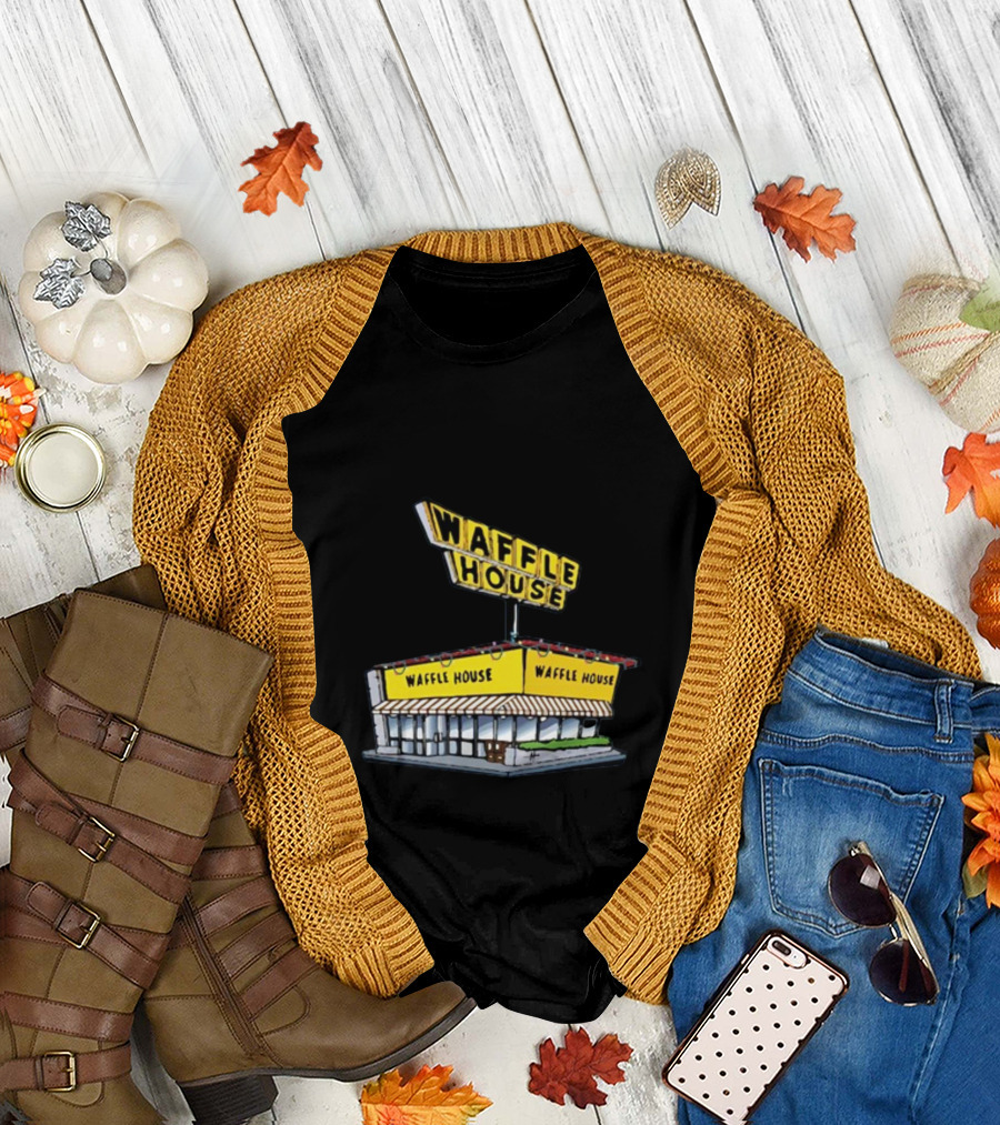 Waffle House Blue Christmas Storefront Signage T-Shirt