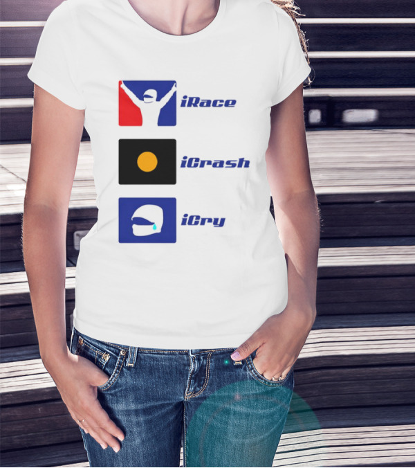 Basic Ollie IRace ICrash ICry Racing Icons And Emojis T-Shirt
