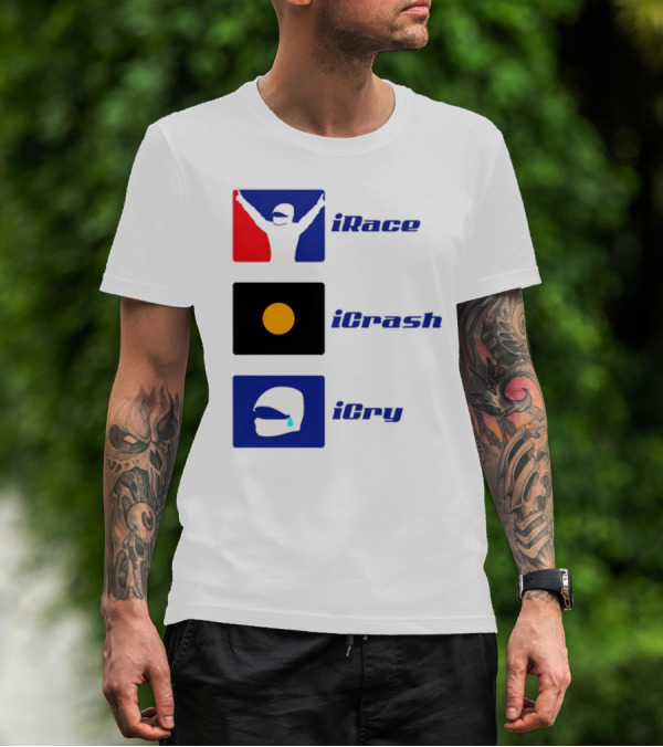 Basic Ollie IRace ICrash ICry Racing Icons And Emojis T-Shirt