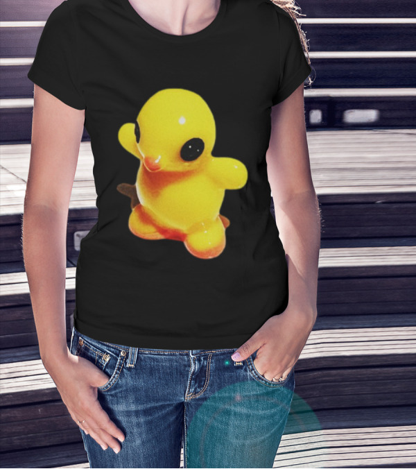 Fleshwater Plastic Duck Yellow Figurine With Black Eyes T-Shirt