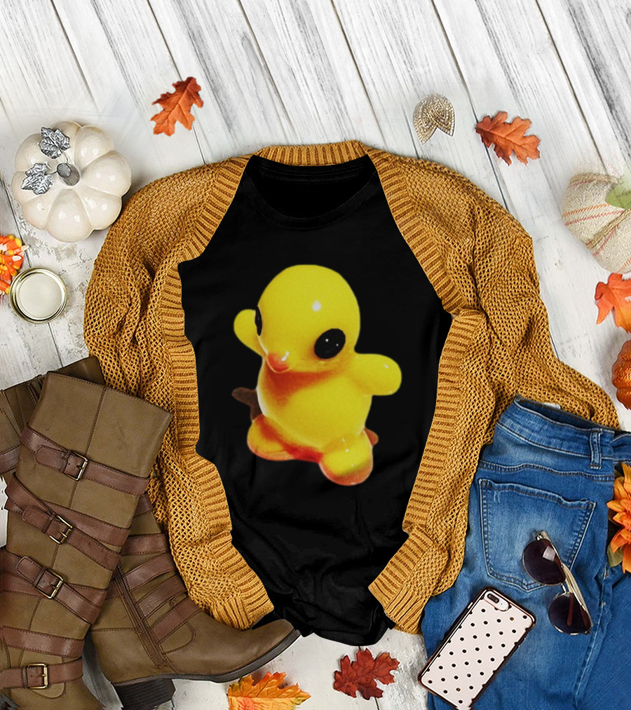 Fleshwater Plastic Duck Yellow Figurine With Black Eyes T-Shirt