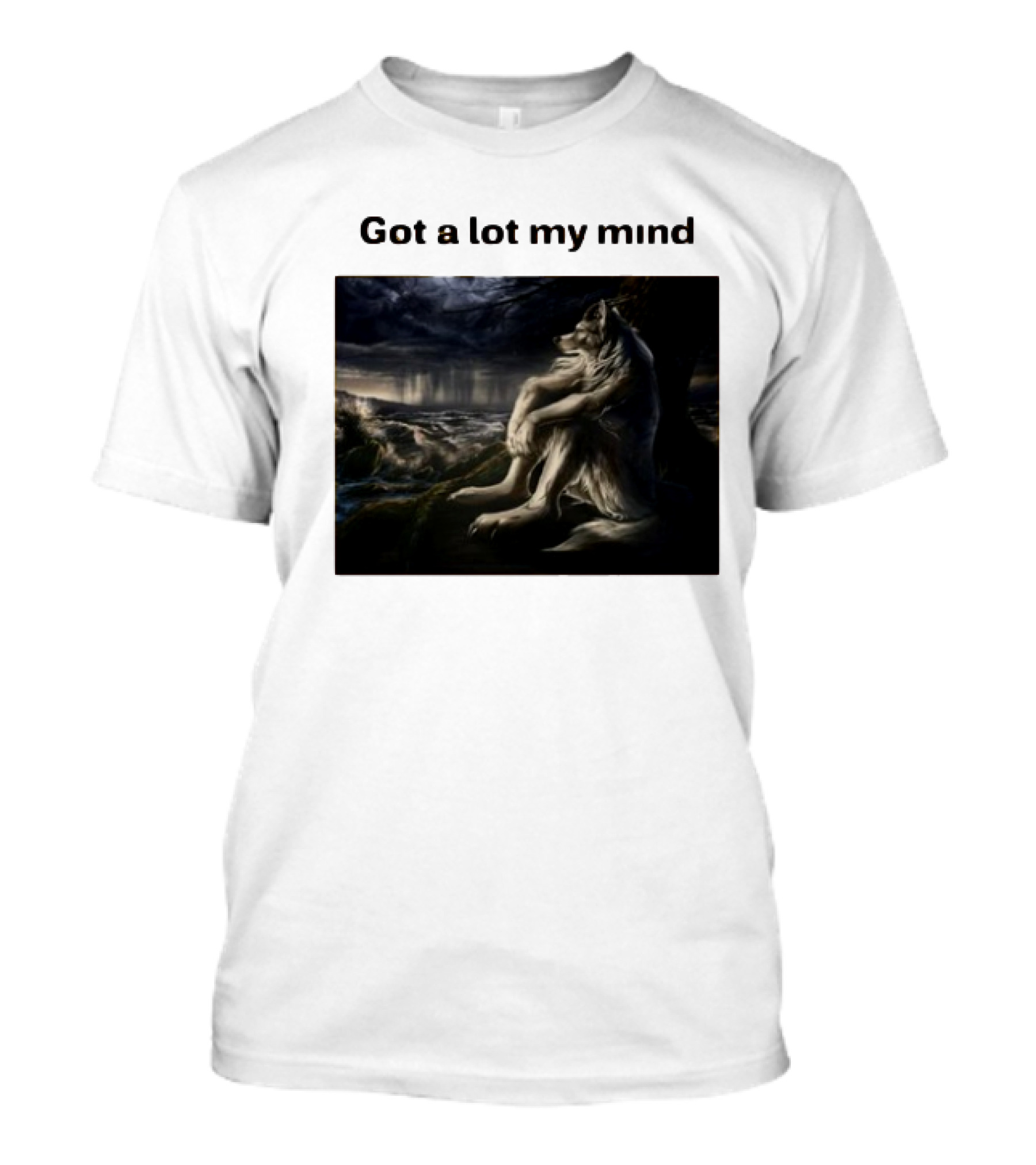 Got A Lot My Mind Wolf On Stormy Night T-Shirt