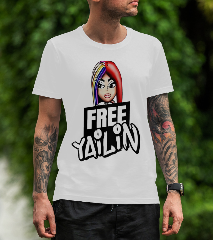 Free Yailin Colorful Hair Cartoon T-Shirt