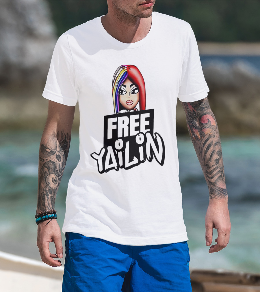 Free Yailin Colorful Hair Cartoon T-Shirt