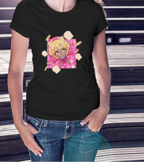 Breadguette Miyu Cute Cat-Eared Character Surrounded By Bread And Baguettes T-Shirt