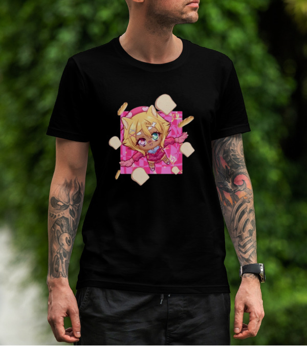 Breadguette Miyu Cute Cat-Eared Character Surrounded By Bread And Baguettes T-Shirt
