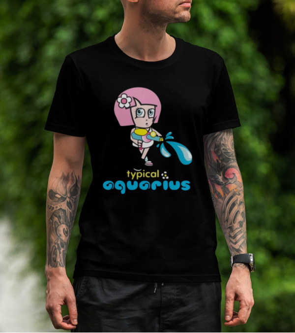 Typical Aquarius Cute Cartoon Girl With Water Splash T-Shirt