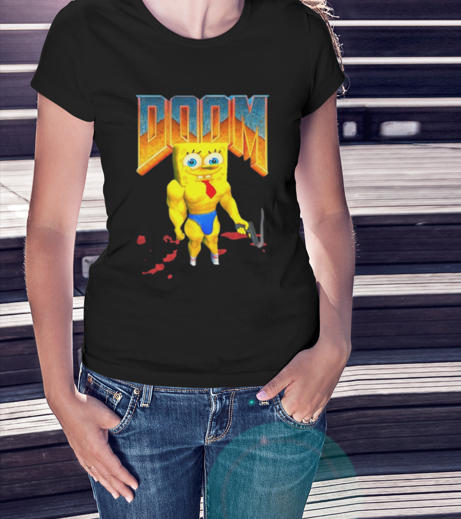 Doom Spongebob Teenhearts Muscular Parody Crossover T-Shirt