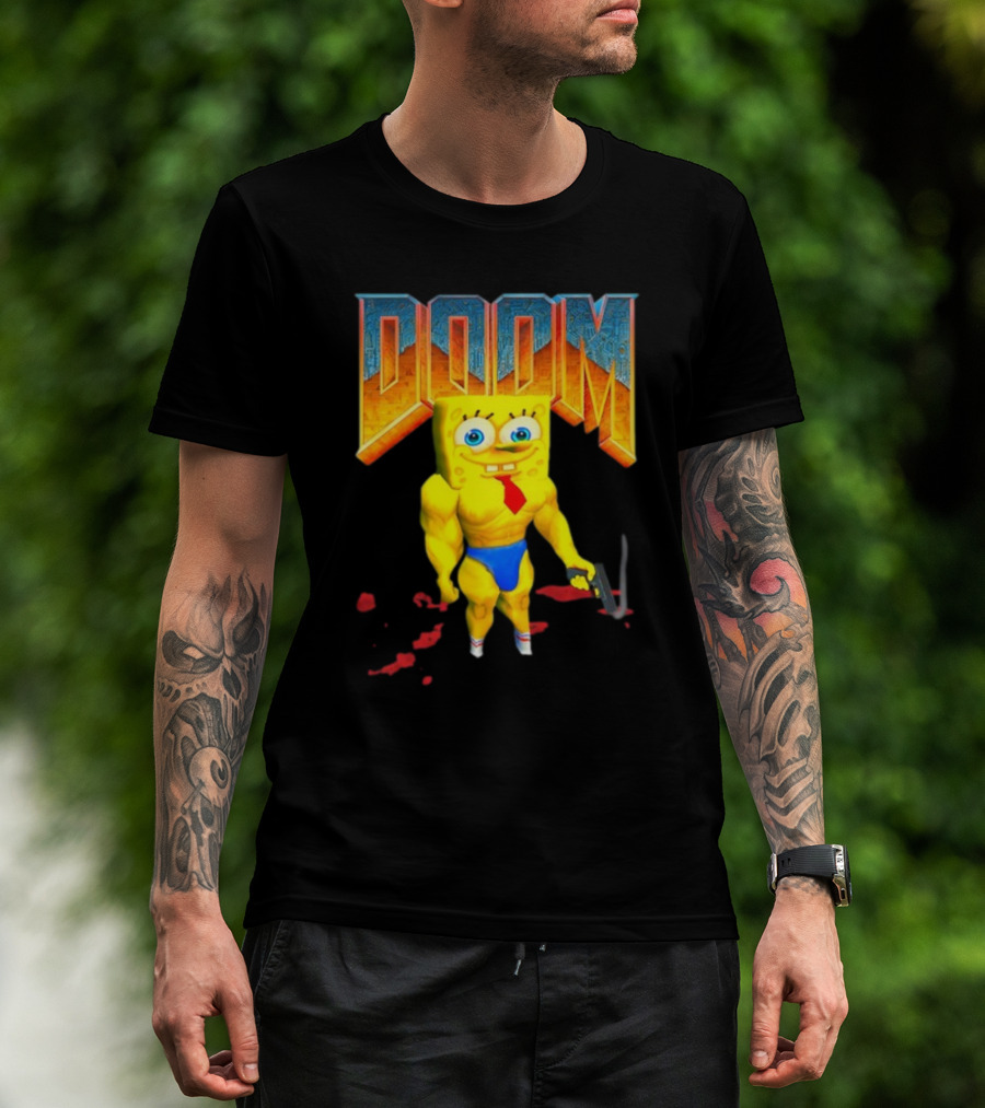 Doom Spongebob Teenhearts Muscular Parody Crossover T-Shirt