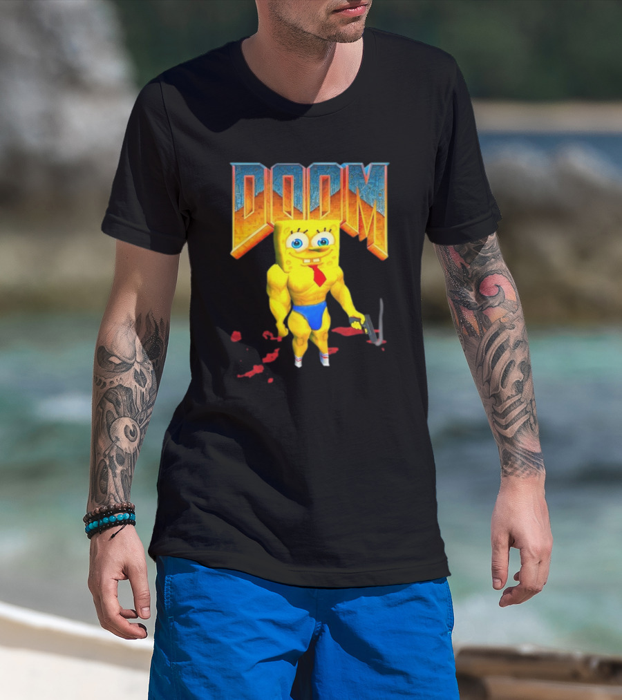 Doom Spongebob Teenhearts Muscular Parody Crossover T-Shirt