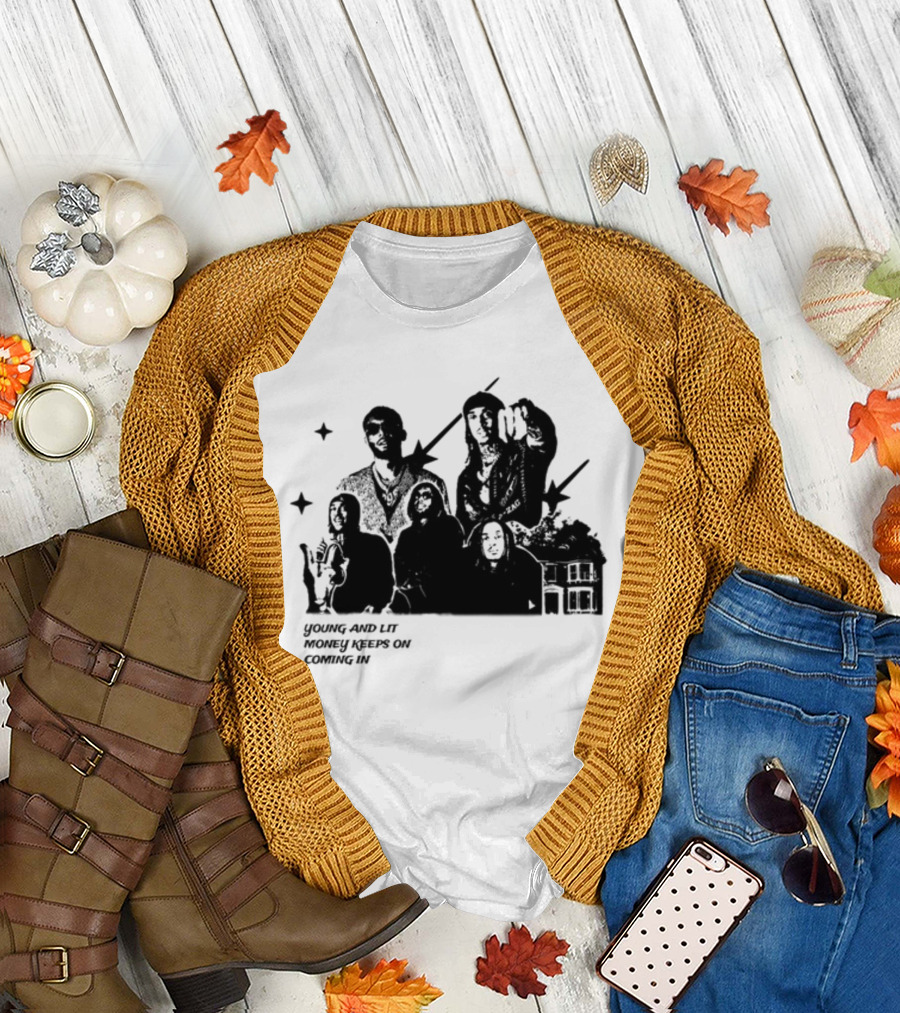 Maaza Shop Young And Lit Money Keeps On Coming In Iconic Figures and House Scene T-Shirt