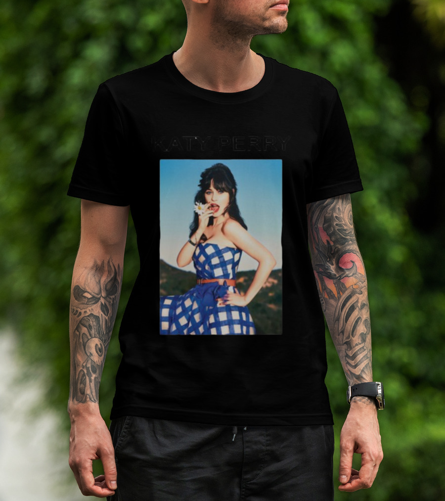 Katy Perry Blue Checkered Dress Photo T-Shirt