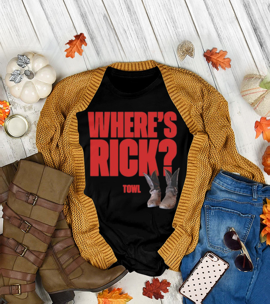WHERE'S RICK TOWL Cowboy Boots Mystery T-Shirt