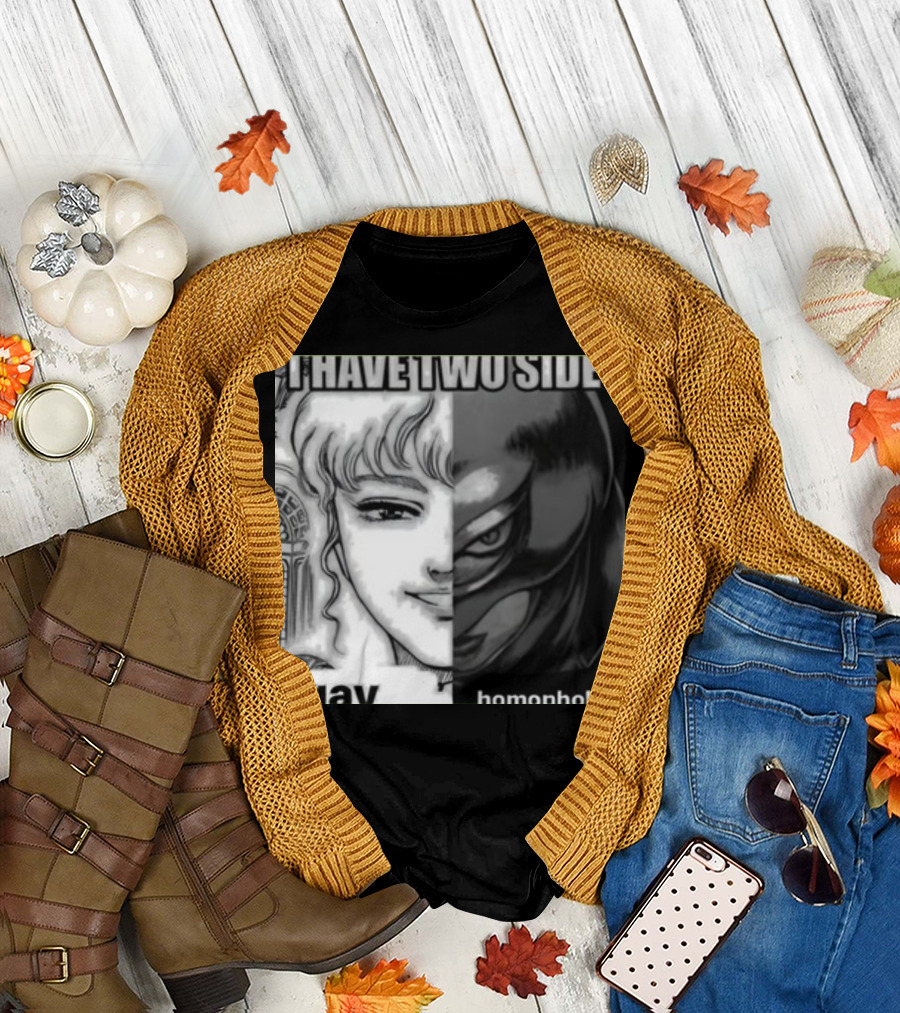 I Have Two Sides Gay Homophobic Manga Character Split Face T-Shirt