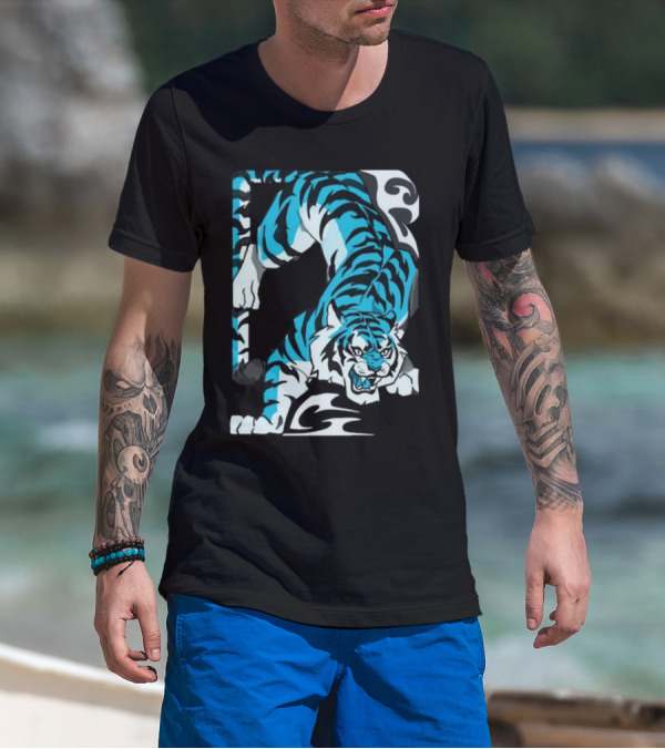 Mawili Poisonp1nk Blue Tiger Stripes T-Shirt