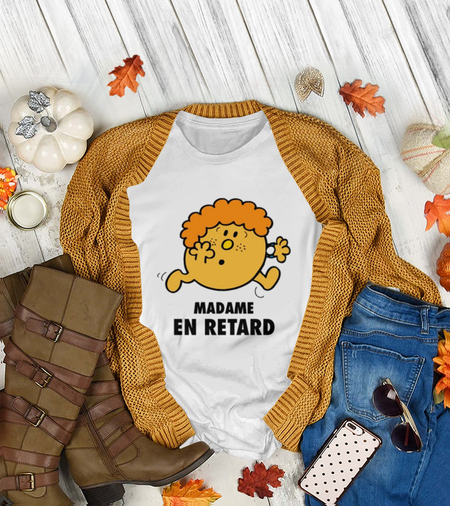 Madame En Retard Character with Orange Hair and Running Pose T-Shirt