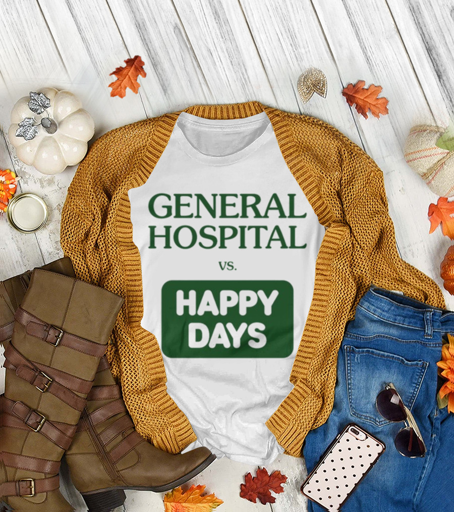 General Hospital vs. Happy Days Retro TV Show Face-Off T-Shirt