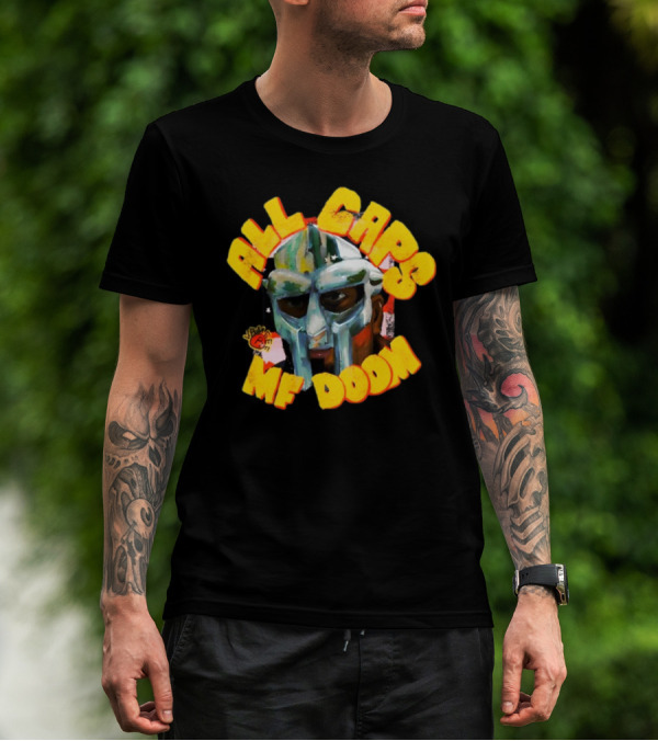 All Caps MF DOOM Villain Graphic Mask T-Shirt