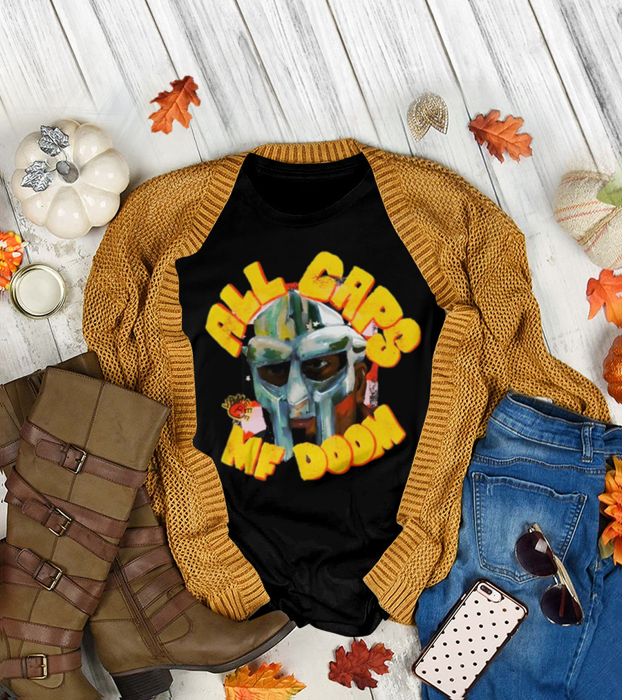 All Caps MF DOOM Villain Graphic Mask T-Shirt