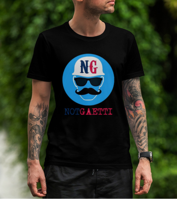 NG Not Gaetti Mustache Hat Sunglasses Blue Circle T-Shirt