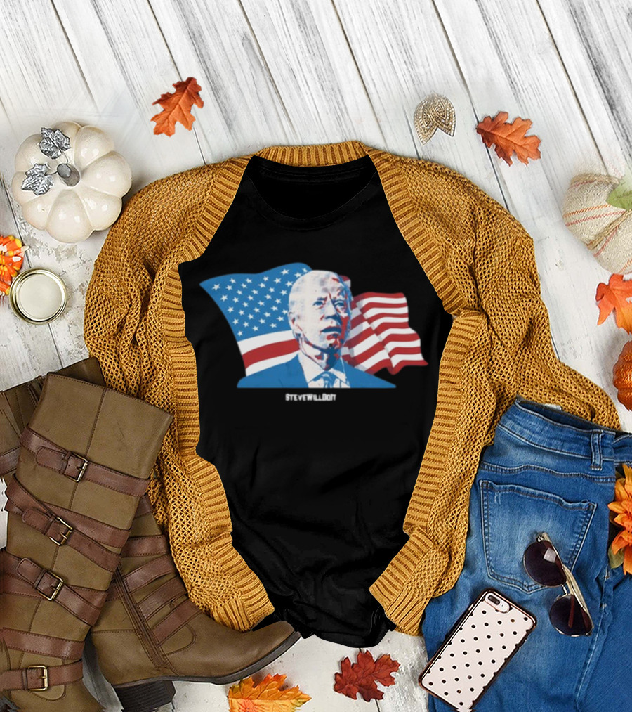 Stevewilldoit Biden Steve Will Do It American Flag T-Shirt