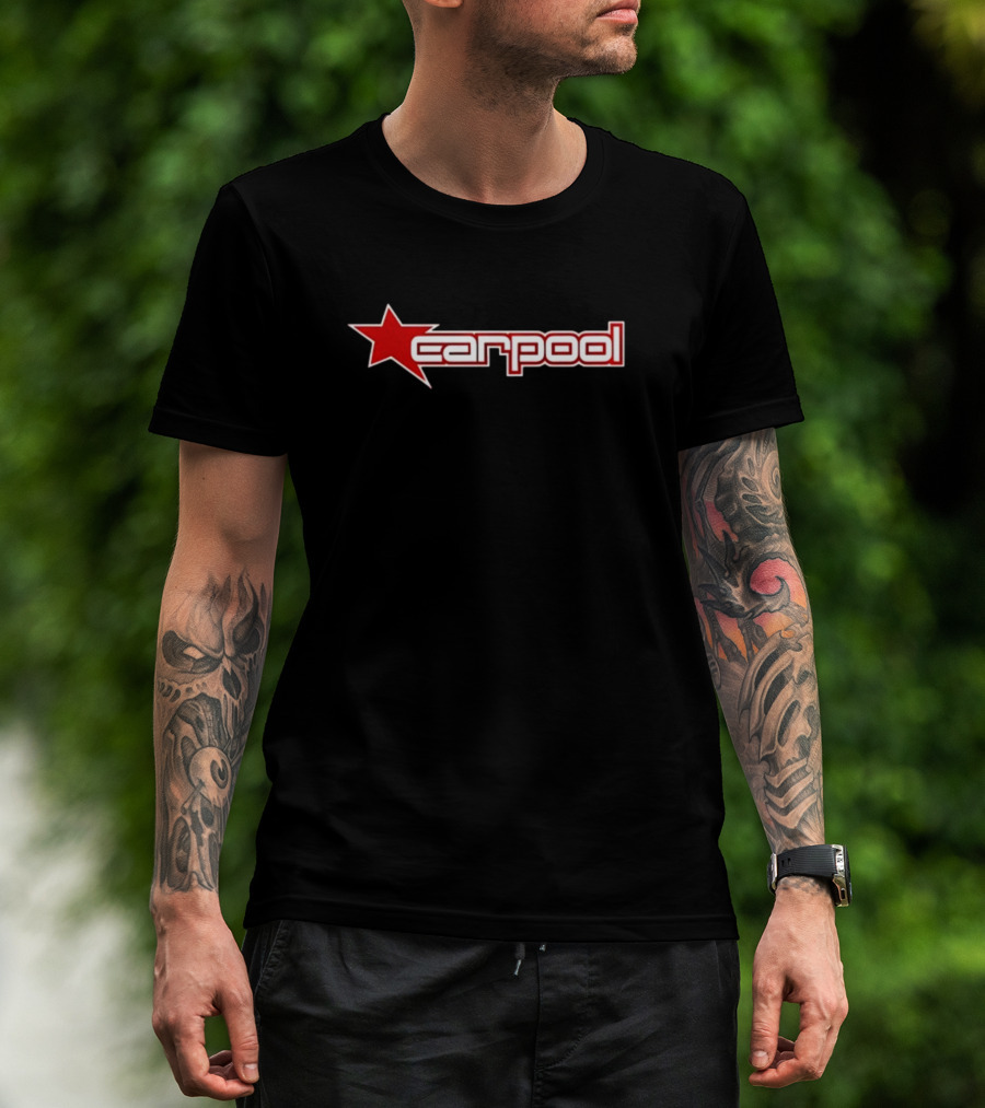 Carpool Red Star Text T-Shirt