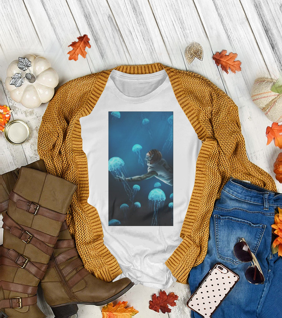 Higgins Jellyfish Football Dive Fantasy Scene T-Shirt