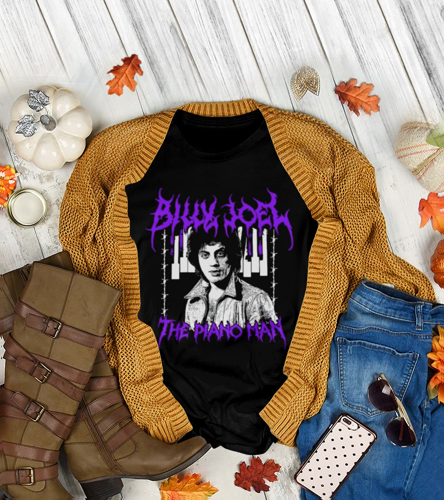 Billy Joel The Piano Man Purple Lettering Piano Keys T-Shirt
