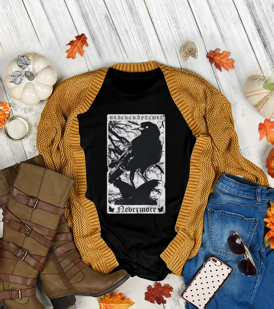 Blackcraftcult Nevermore Raven Tarot Card T-Shirt