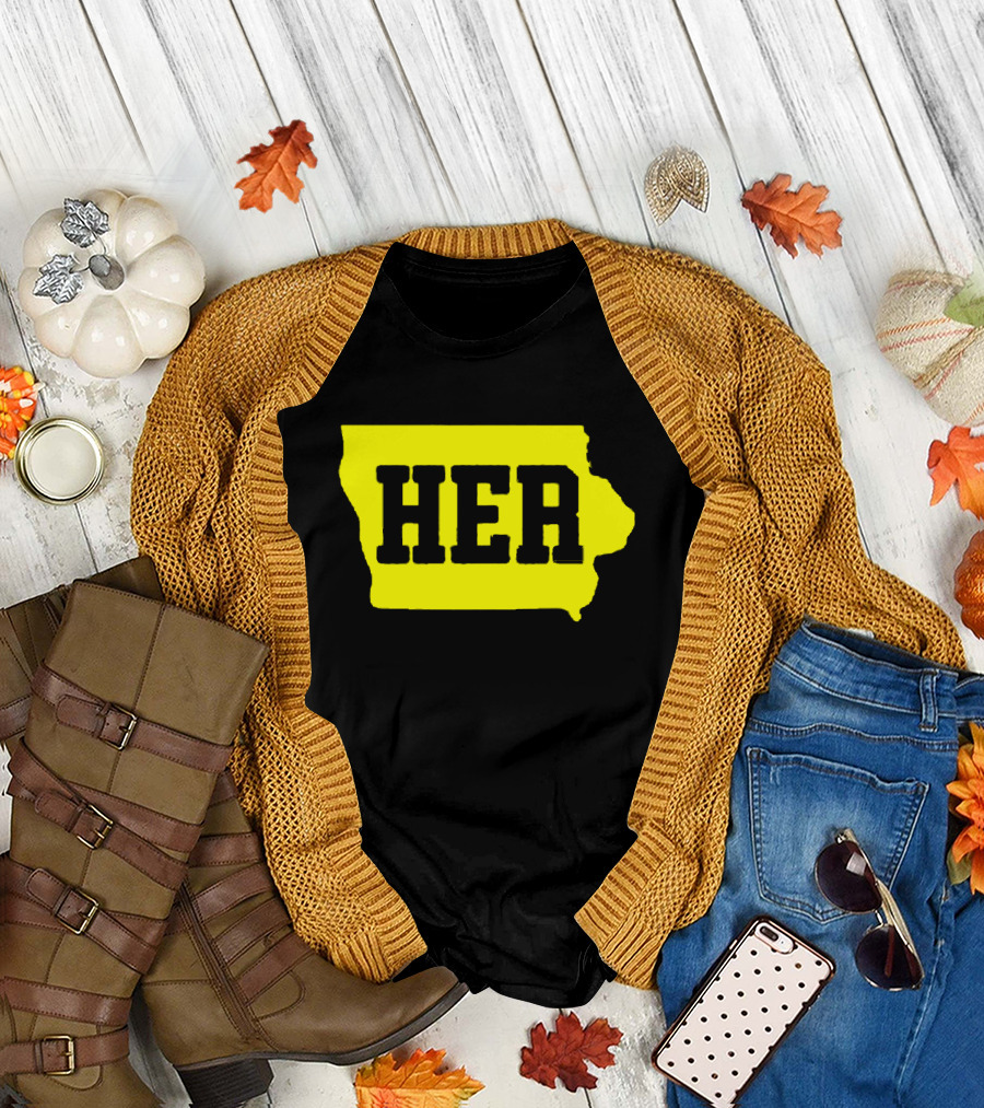 Dave Portnoy Hawkeye HER Caitlin Clark Iowa Map T-Shirt
