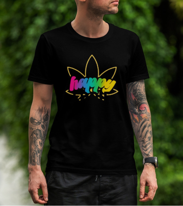Happy Eddie Freestyle Rainbow Font Leaf T-Shirt