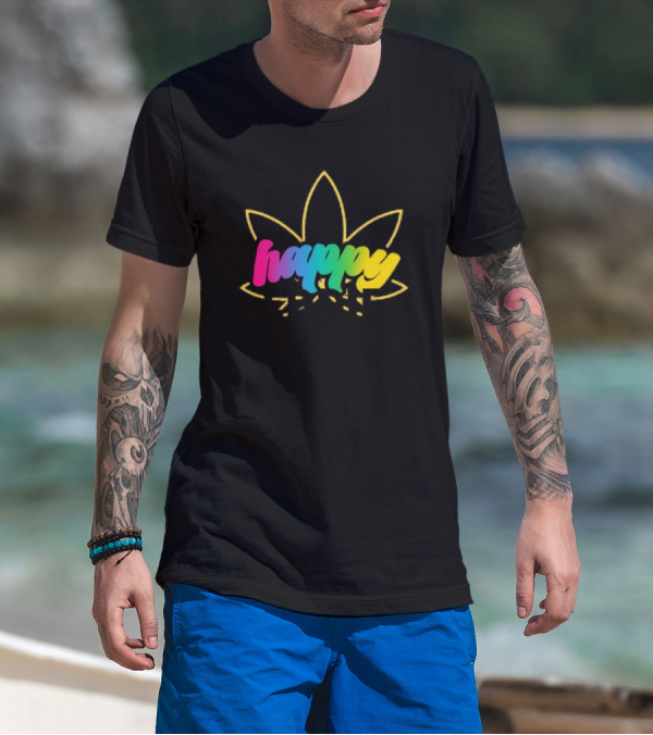 Happy Eddie Freestyle Rainbow Font Leaf T-Shirt