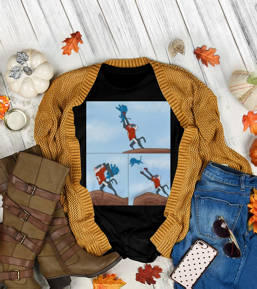 Lion King's Yeet Football Throw Comic with Number 3 Jersey T-Shirt