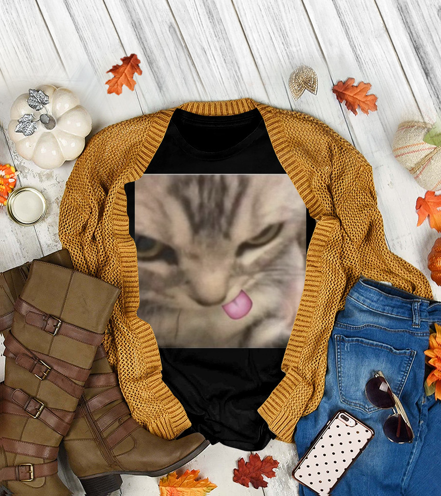 Sillyteestudio Silly Kitten Funny Cute Tongue Out Cat Meme T-Shirt