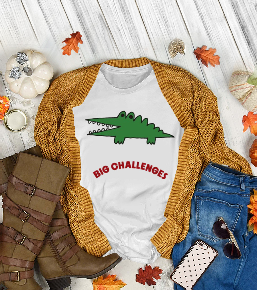 Big Challenges Green Crocodile Cartoon T-Shirt