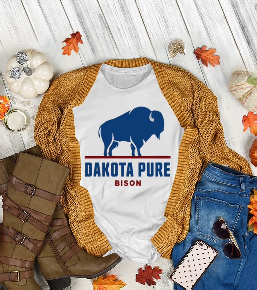 Shawn Baker Dakota Pure Bison Blue Icon Bison Red Line T-Shirt
