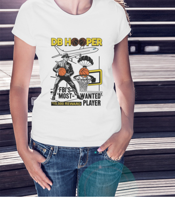 DB Hooper FBI's Most Wanted Player $15,000 Reward Basketball Airplane T-Shirt