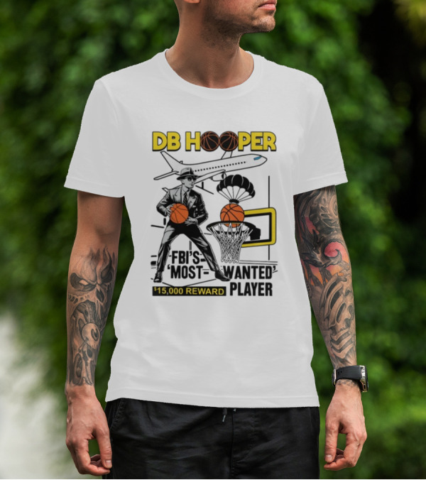 DB Hooper FBI's Most Wanted Player $15,000 Reward Basketball Airplane T-Shirt